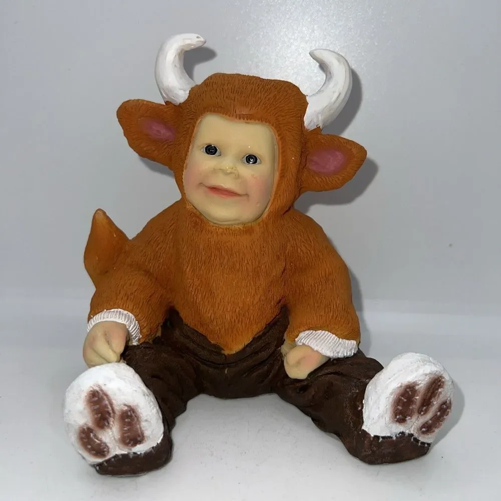 Figurine Baby‎ in a Bull Animal Costume 5 Inches Tall